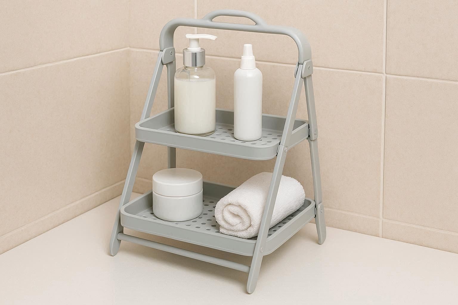 Foldable Bathroom Shelf for Travel or Temporary Use - Image 1